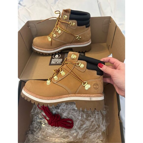 Timberland Womens LTD Heritage Vibram Lux Waterproof Wheat 6" Boots Tan Size 7 - Picture 3 of 13